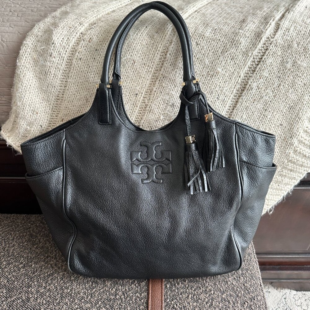 Black Leather Thea Tote